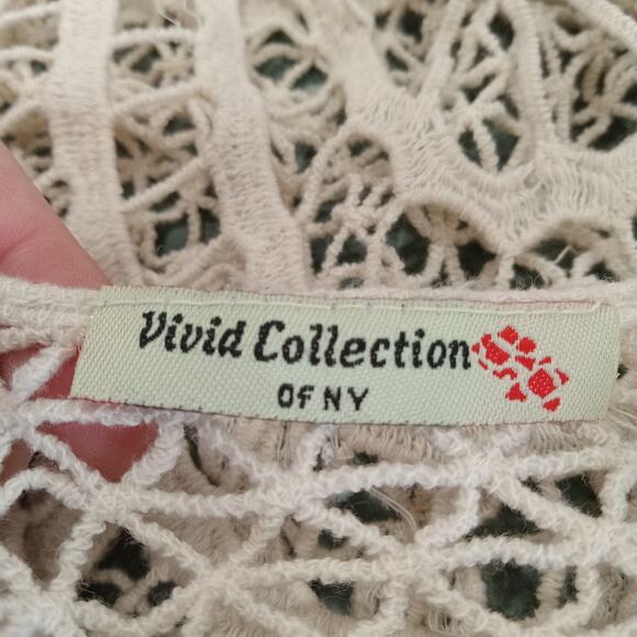 Womens One Size Ivory Crochet Fringe Vest Longline Boho Festival Hippie Western - Picture 7 of 8